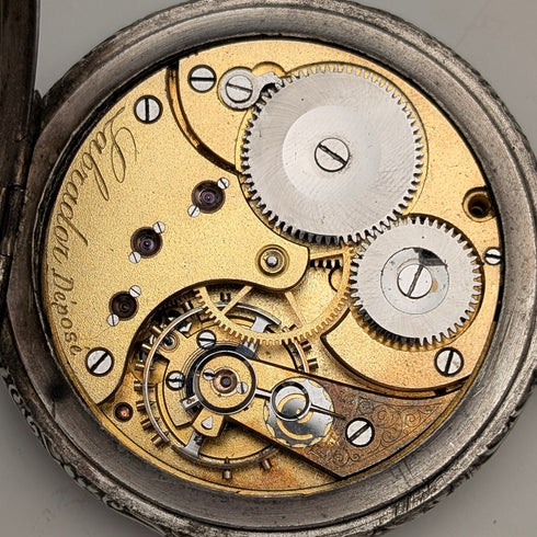 19世紀末 古董 LABRADOR(歐米茄) 懷錶 浮雕雕刻 開面 良好運作